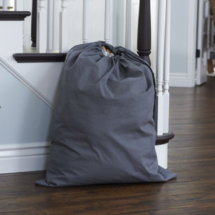 Sturdy Canvas Rope Closure Laundry Duffle Bag with Monogram {Grey}