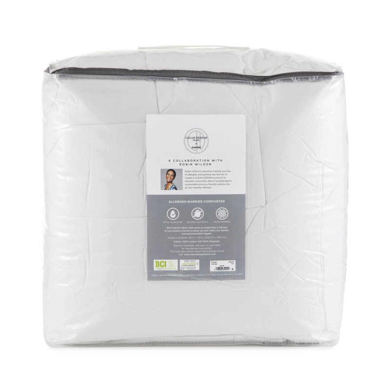 Clean Design Home Anti-Allergen 100% Cotton Cover 300 Thread Count Super Soft Comforter, Twin Comforter