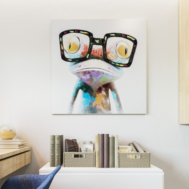 «Hipster Froggy», peinture sur toile tendue