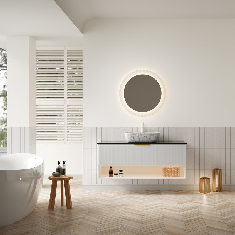 Meuble-lavabo avec lavabo en contreplaqué flottant Malone 