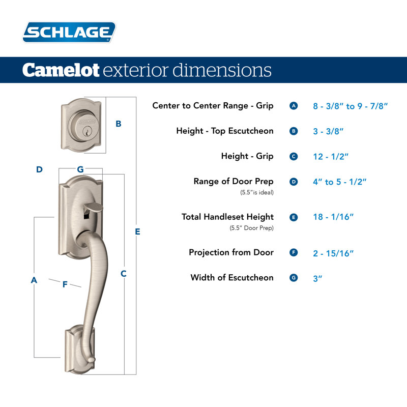 Camelot Handleset with Deadbolt and Accent Door Lever and Rosette, Satin Nickel, Left
