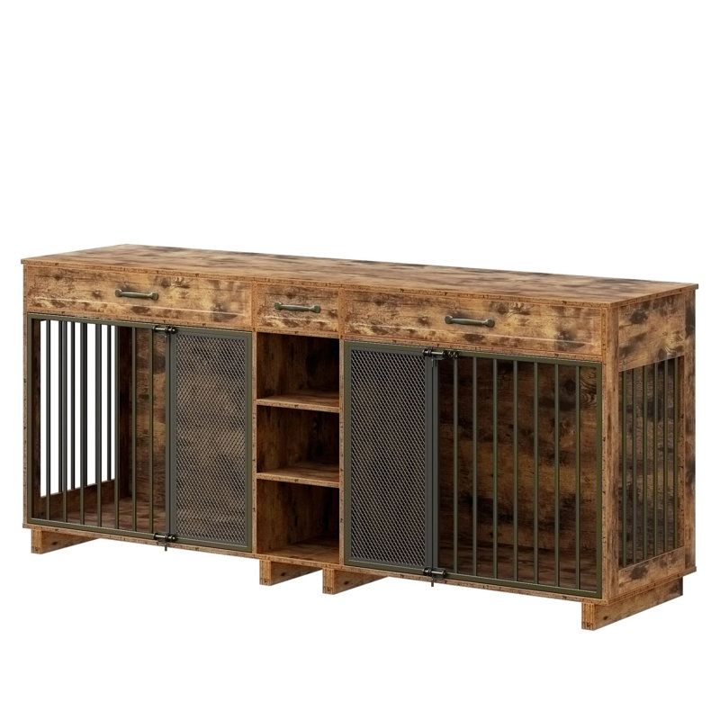 Armoire cage en bois pour chien avec cage