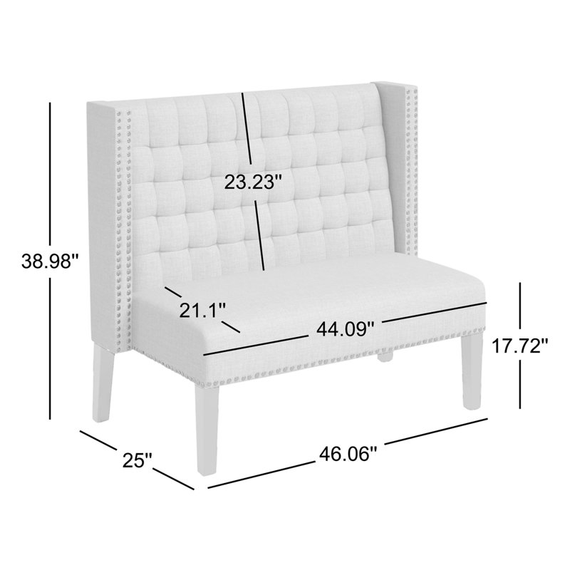 Causeuse sans accoudoir 46 po Attaway, 100% lin beige
