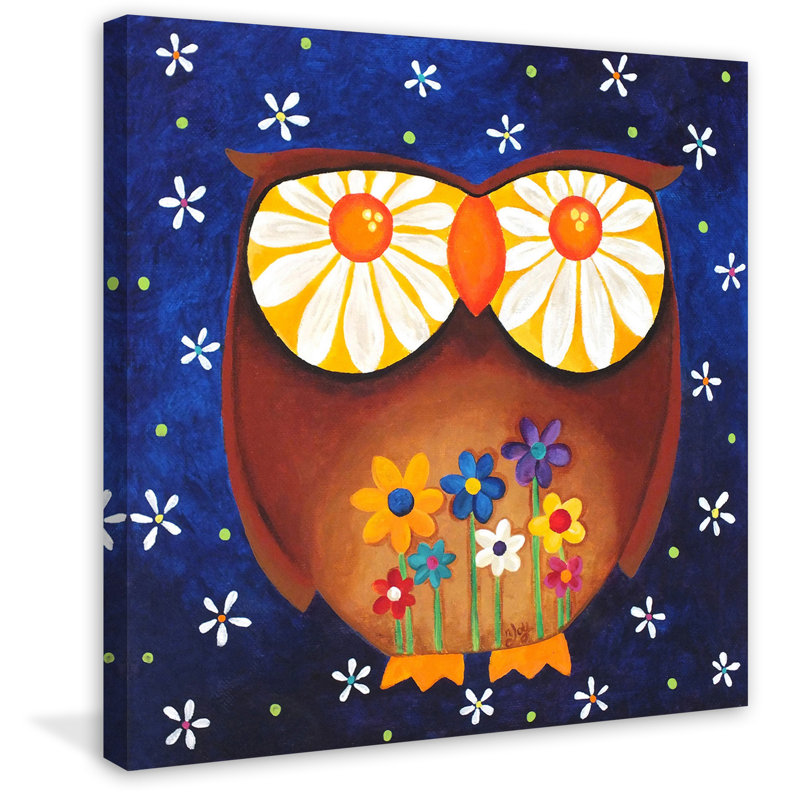 'Daisy Eyed Owl' Print on Wrapped Canvas, 32" H x 32" W