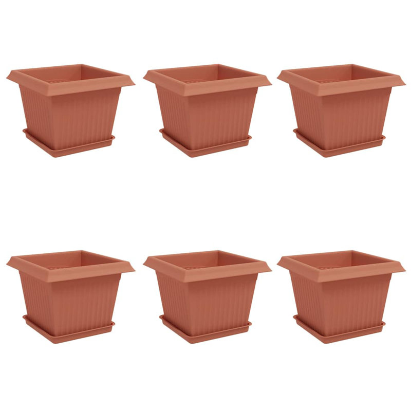 Planter, 17.5cm H x 23cm W x 23cm D, Brick Red, 6
