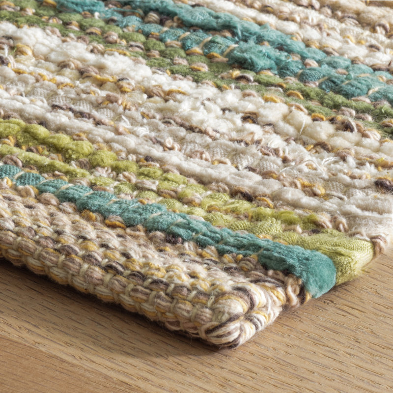 Francisco Green Handwoven Cotton Rug, Rectangle 2' x 3'