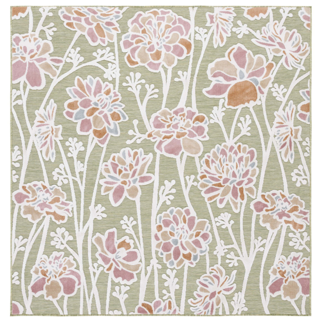 Mattalyn Floral Green/Pink Indoor / Outdoor Area Rug Lark Manor™ Rug 