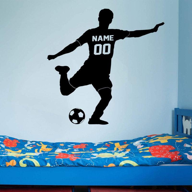 Adhésif décoratif footballeur, H 23 po x l 23 po, Noir, Oui
