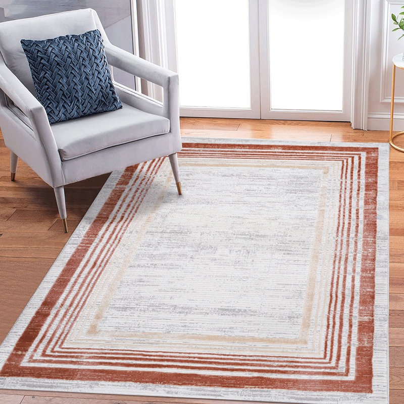 8X10 Borde, Brown/Beige, Rectangle 7'9" x 10'
