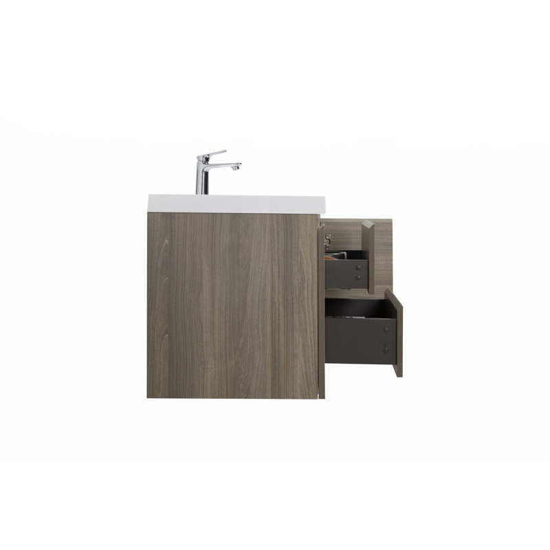 Floating Bathroom Vanity With Single Sink, Ash Gray