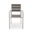  Chaises de salle à manger d'extérieur modernes en aluminium avec siège en faux bois et structure résistante à la rouille, gris, ensemble de 2