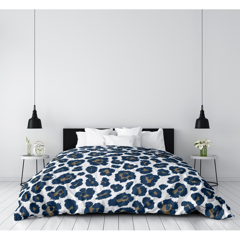 Housse de couette simple Fly Throwback, Microfibre, Housse de couette pour grand lit, Blanc / bleu marine / gris