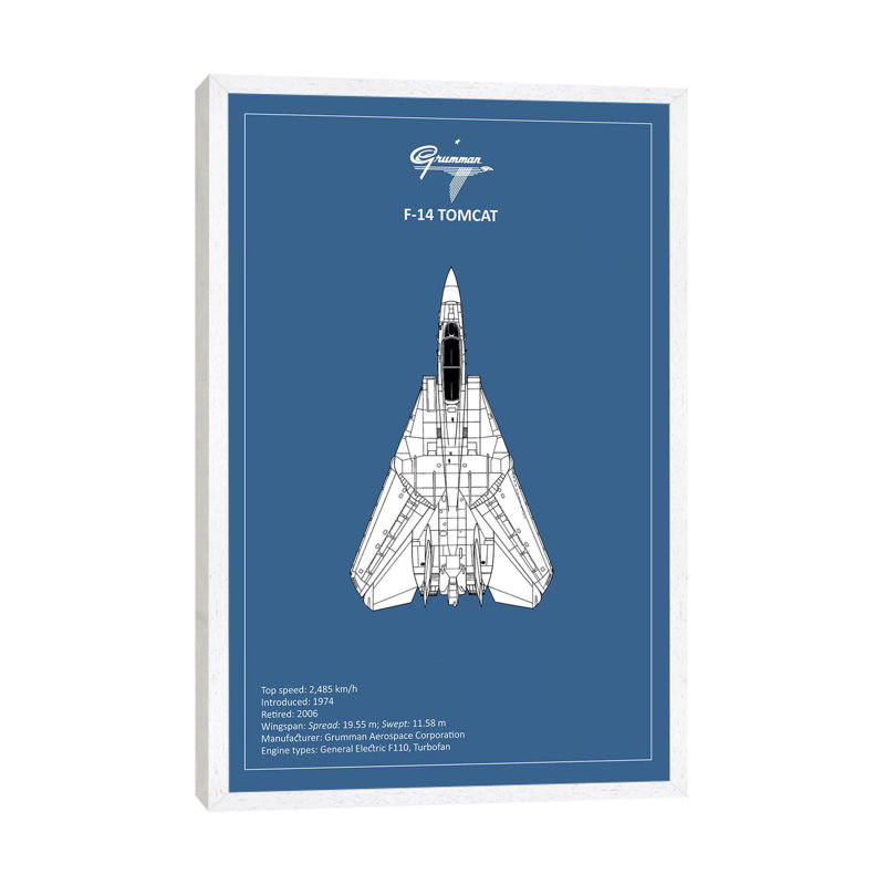 BP F-14-Tomcat by Mark Rogan - Print on Canvas, 101.6 cm H x 66.04 cm W, White Framed