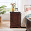 Table de bout Farmhouse Table de chevet rectangulaire avec porte de grange et tablette de rangement réglable, table d'appoint rustique