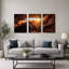 Toile à rainures ondulée orange et brune avec ensemble de 3 toiles-232525037