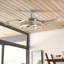 Ventilateur de plafond à pales rétractables de 122 cm (48 po) avec lumière et télécommande, ventilateur de plafond moderne Fandelier, technologie de conception brevetée, pales plus robustes et plus épaisses, chromé-320471022