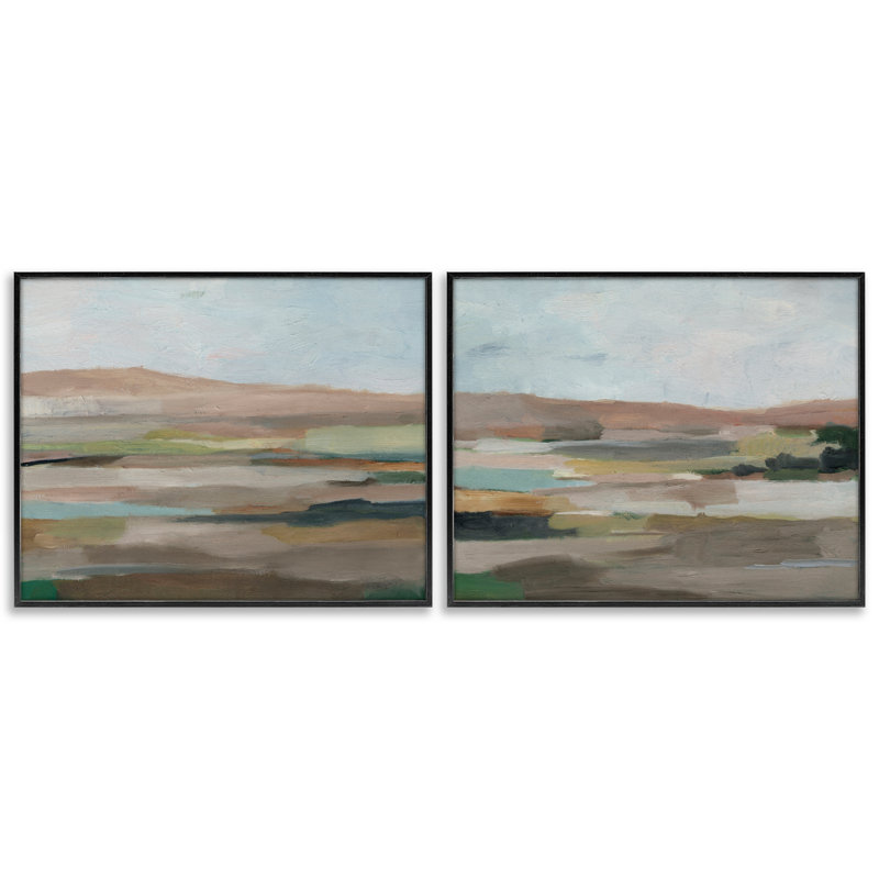 «Neutral Abstract Landscape», ensemble de 2 giclées par Ethan Harper, Giclée encadrée noir minuit, H 11 po x l 14 po