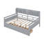 Lit de jour pleine grandeur, support en lattes de bois, avec tablette de chevet et deux tiroirs, gris-546100922