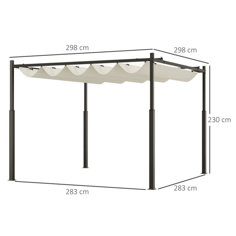 Chamroeun 2.98m x 2.98m Metal Pergola, Cream