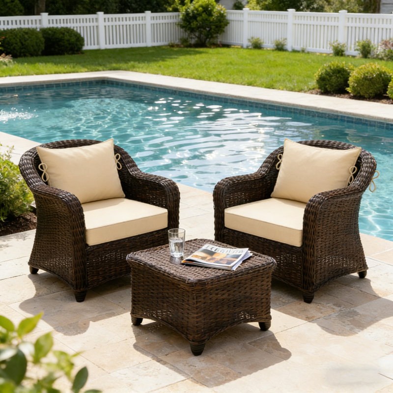 Fade Resistant Outdoor Chair Cushions Set Of 2, Deep Seat Patio Cushions 24 X 28 With Removable Cover, 28D High Resilience Foam Replacement Outdoor Seat Cushions With For Sofa, Adirondack Chair, Sectional,Khaki