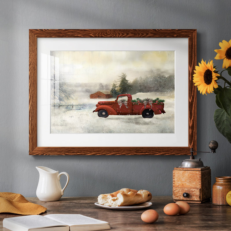 Red Barn Winter, reproduction imprimée sur papier, Érable, H 26 po x l 38 po