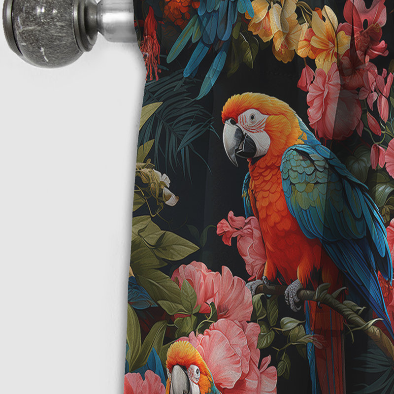 Parrot Palette Tropical - Rideau à motif floral - Rideau occultant à motif floral - 1 panneau, L 52 po x L 63 po