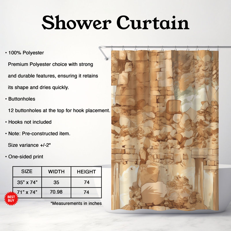 Ibai Shower Curtain, 74"H x 71"W