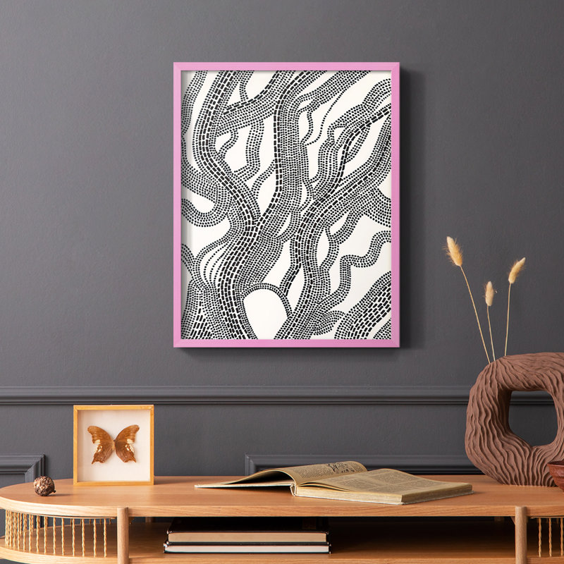 Dots and Dashes I Framed Print - Solid Wood, Pink Single Picture Framed, 10" H x 8" W