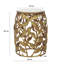 Gold Aluminium Round Side Table with White Marble Top & Leaf Motifs-1856325149