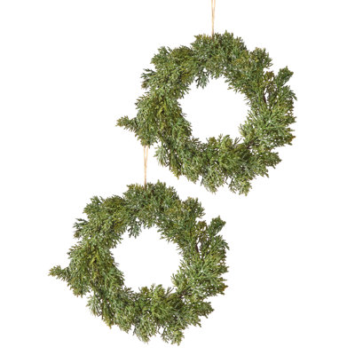 8" Iced Natural Touch Faux Cedar Rings