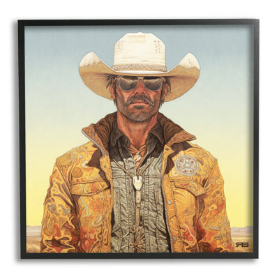 «Cowboy at Sunset» par RB, impression sur toile