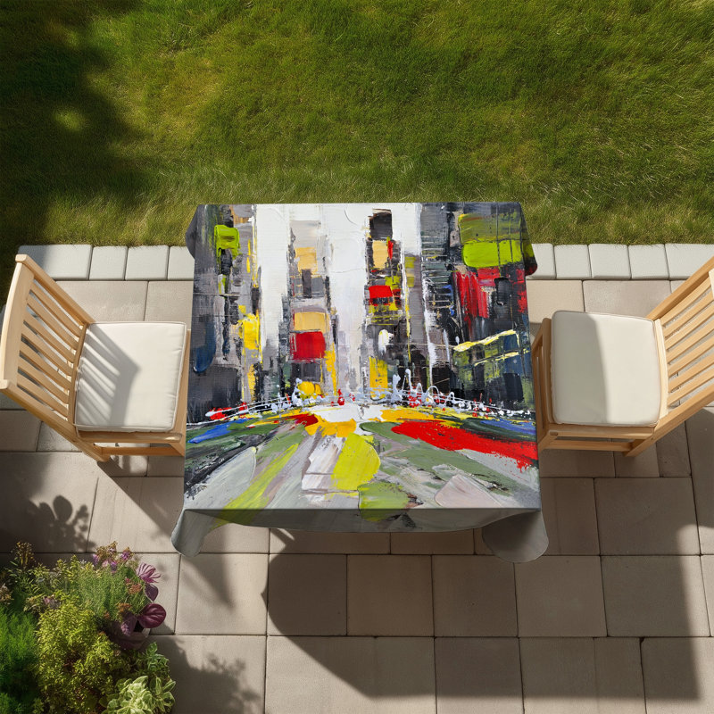 Contemporary Cities Gray Tablecloth | Indoor/Outdoor Decor