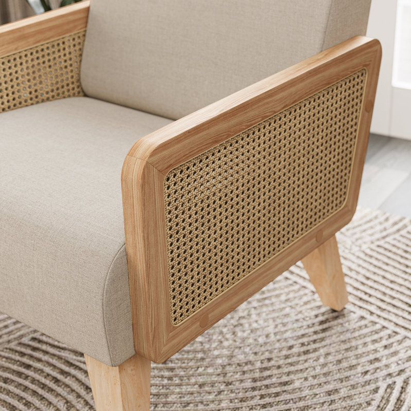Arelious 24.41" W Linen Armchair Upholstered, Beige