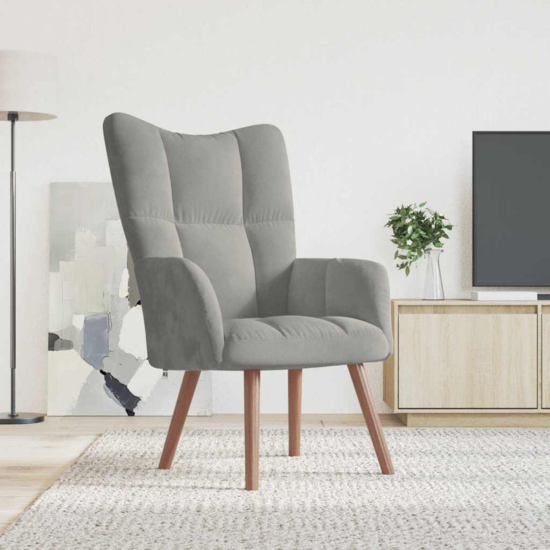 Hrithika Upholstered Armchair, Light Gray Polyester