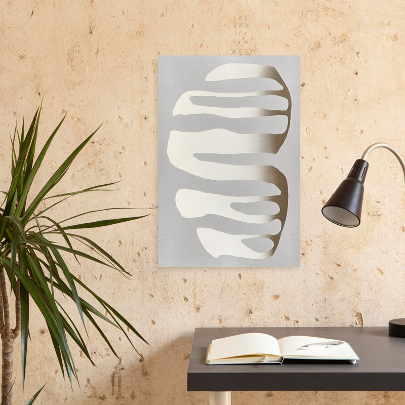 Organic Shapes And Neutral Tones Abstract Contemporary Elegant Landscape Nature Wall Art by Alma - Wrapped Canvas Print
