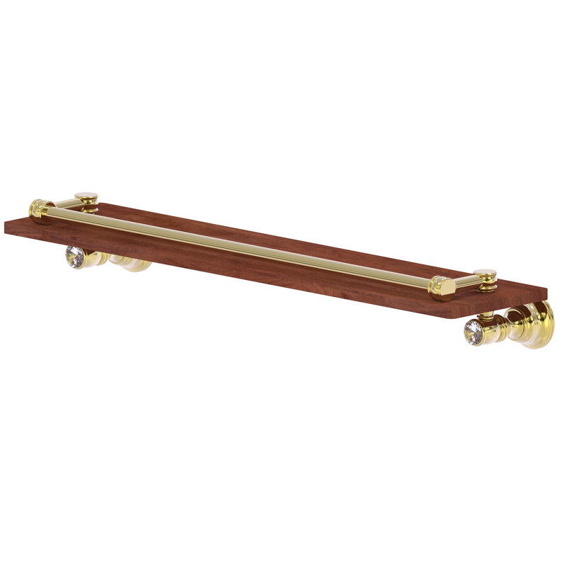 Tablette décorative en bois massif Freyja, Laiton non laqué, H 3,3 po x l 22 po x P 5,54 po