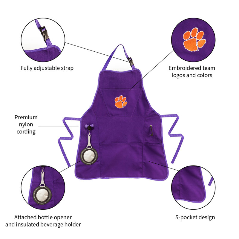 Tablier de barbecue, noir, Université du Texas, Mauve, NCAA Clemson