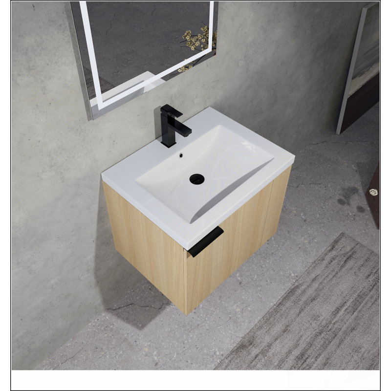 Ensemble de meuble-lavabo de 24 po pour grand espace, ensemble d'armoires de salle de bain moderne, ensemble d'armoires de lavabo de salle de bain, chêne (composable)