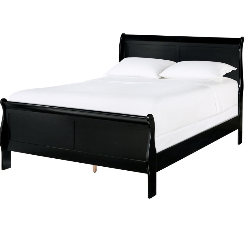 Lit double en bois traditionnel de style traditionnel avec tête de lit et rails, sommier tapissier indispensable, assemblage requis, lit simple de style, pièce en bois, livré avec le nécessaire