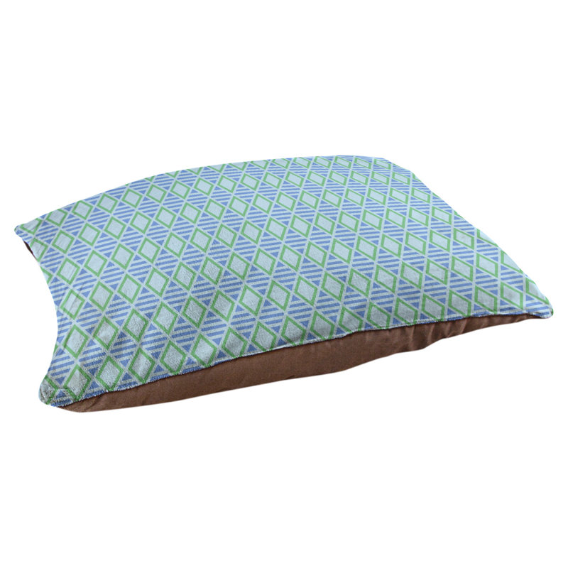 Coussin de créateur géométrique diamants Byrge, L 29,5 po x l 19,5 po, Bleu et pastel