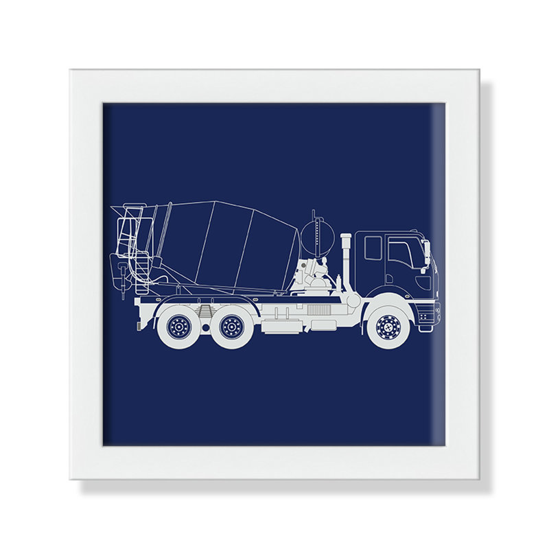 Camions Camions 1, art encadré, H 8 po x l 8 po x P 1,18 po, Encadré de boîte blanc