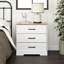 Table de chevet à 3 tiroirs, table de bout à 3 tiroirs Yazeed, rangement pour chambre à coucher, bureau, salon, P 16,25 po x l 27,5 po x H 26,75 po, blanc et chêne naturel Yazeed-1372190334