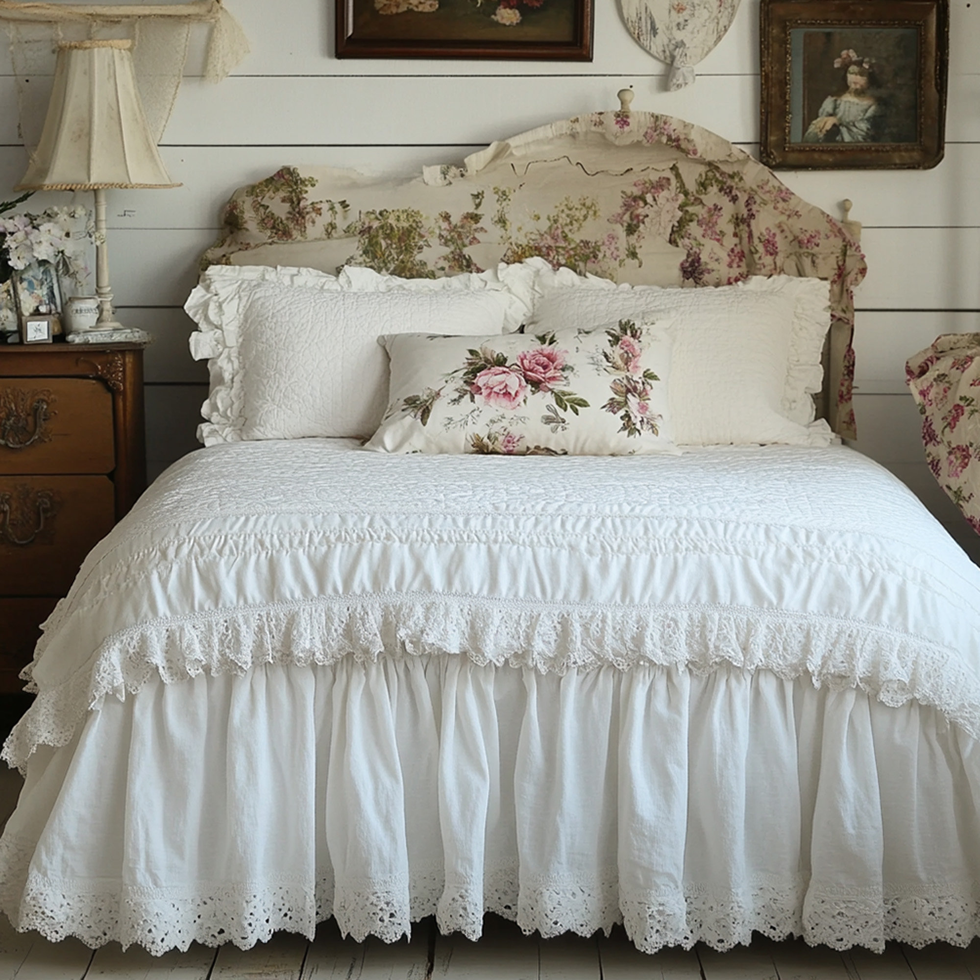 Bungalow Bed Skirt in White main image 0