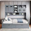 Lit de jour tout-en-un en bois avec 2 tiroirs, armoires et tablettes-1835747265-1835747264