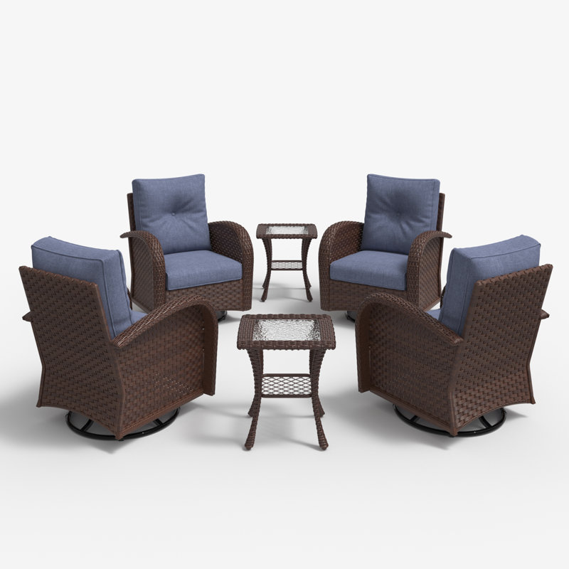 Ensemble de 6 chaises d'extérieur Layinsun, Brun, Marine