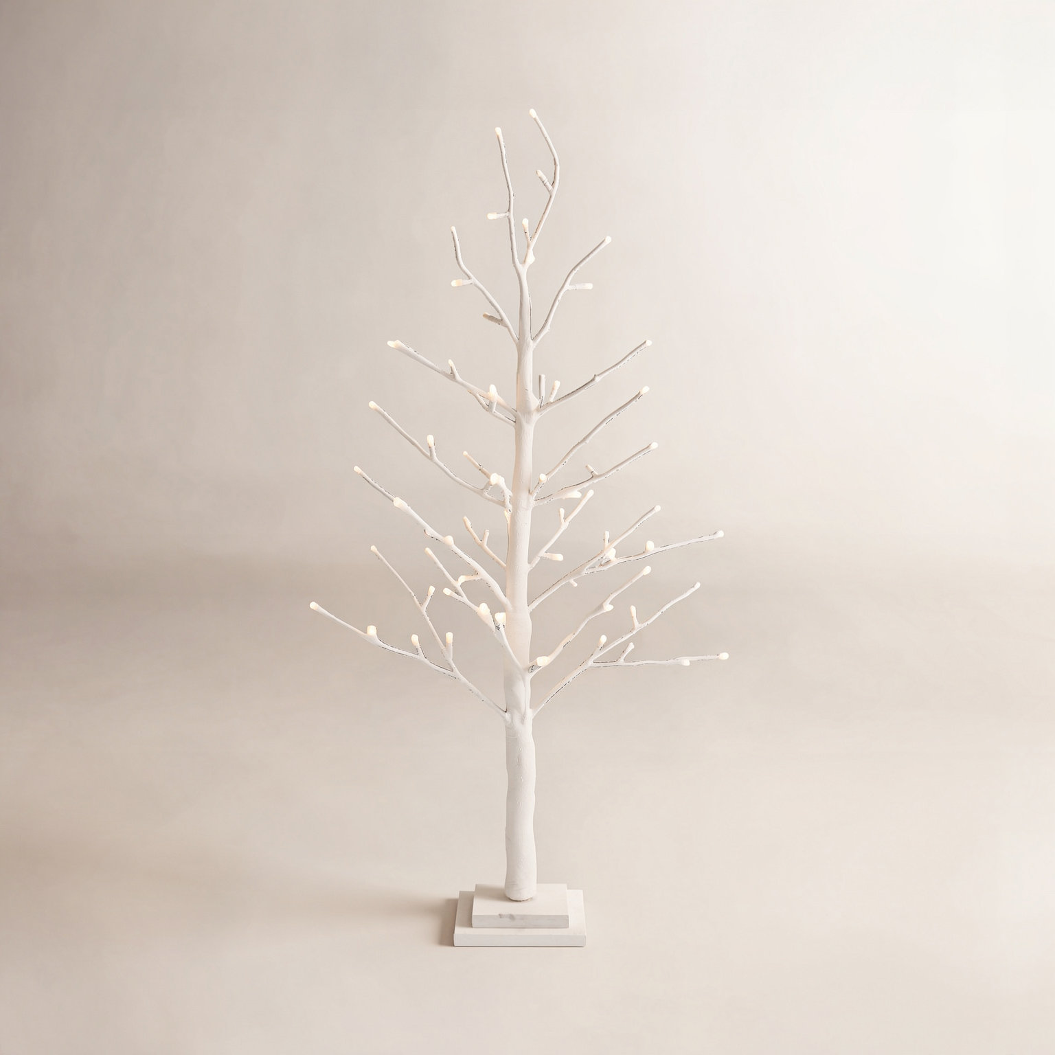 Lighted Glittered Twig Tabletop Tree, White, 36" H x 17" W x 17" D