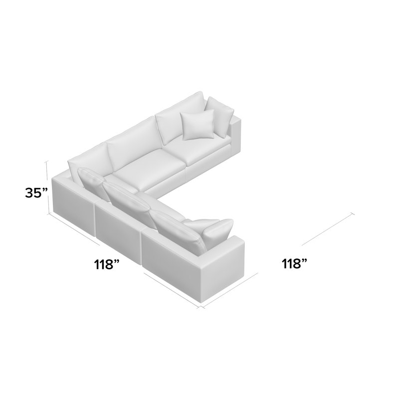 Ensemble de canapé modulaire 5 pièces Commix, Mélange de polyester gris