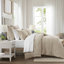 De literie en coton pour lit double / grand lit, courtepointe brodée taupe, toutes saisons