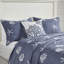 Ensembles de literie brodés en coton bleu marine, style bord de mer pour le confort de la maison