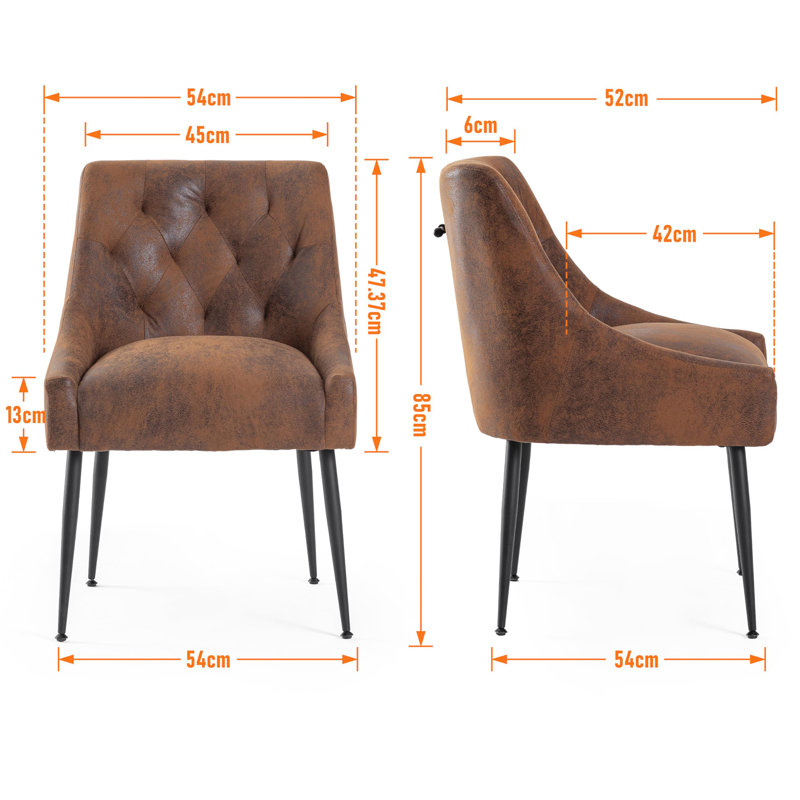 Gennadiy 38cm H Upholstered Metal Side Chair, Dark brown